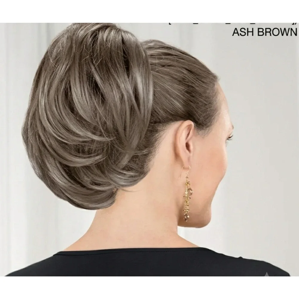 Paula Young Playful A3239 Hairpiece Clip-In Bun Color 38 Ash Brown Grey